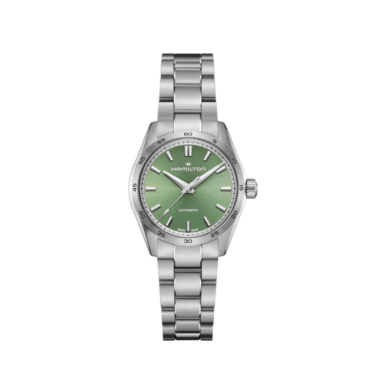 Hamilton H36105160 Jazzmaster Performer Steel 34 mm Green Auto Women`s Watch - Dial: Green, Band: Silver, Bezel: Silver