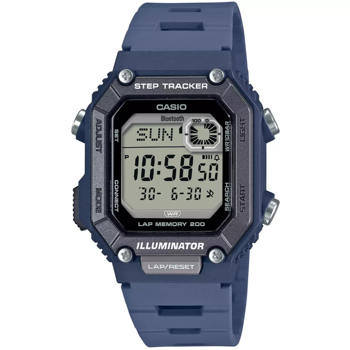 Casio WSB1000-2AV Chronograph Watch World Time Alarm 200 Lap Memory - Dial: Black, Band: Blue