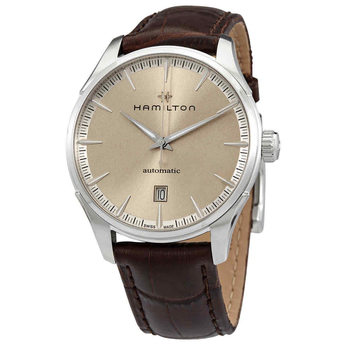 Hamilton Jazzmaster Automatic Beige Dial Men`s Watch H32475520 - Dial: Beige, Band: Brown, Bezel: Silver