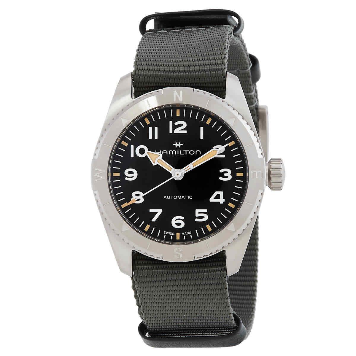 Hamilton Khaki Field Expedition Auto Black Dial Watch H70225930 - Dial: Black, Band: Grey, Bezel: Silver-tone