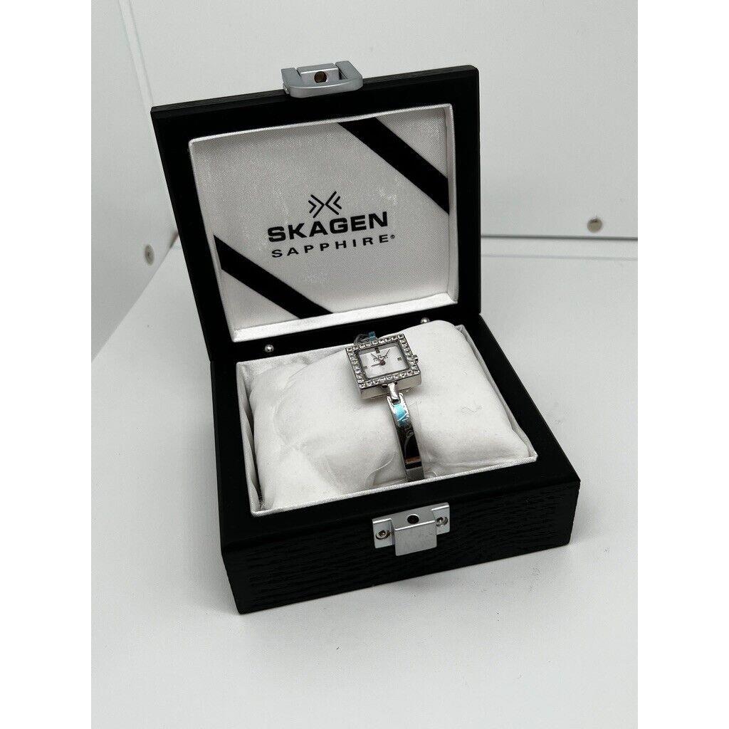 Skagen Ladies Bangle Watch Sapphire Square Stainless SP4SSXW