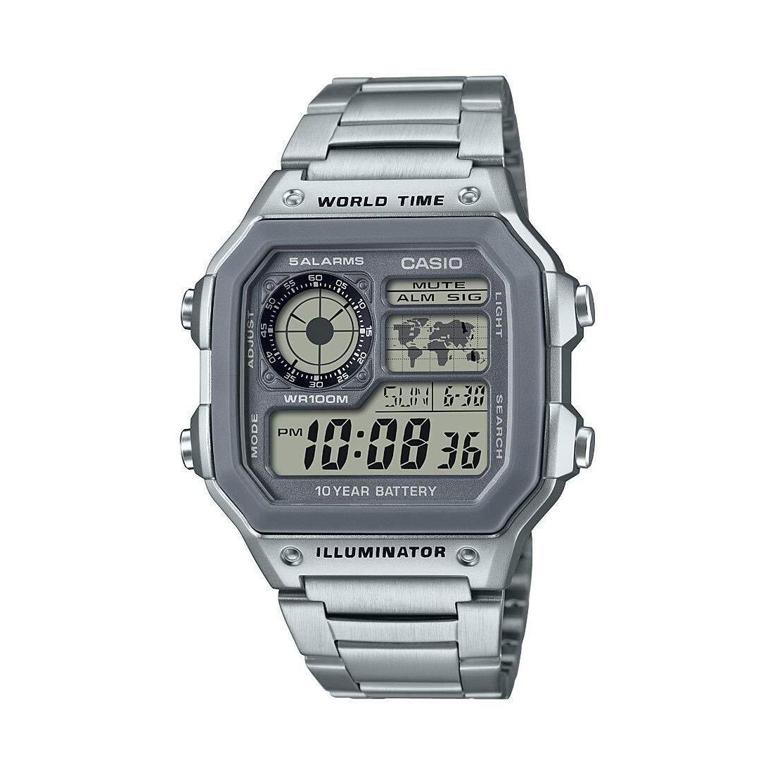 Casio Men`s 10 Year Battery Quartz Watch with Stainless Steel Strap Silver