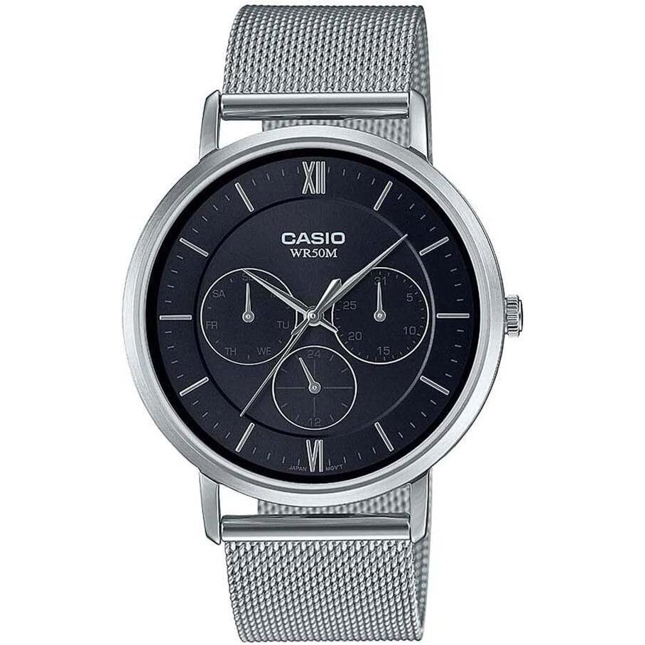 Casio MTP-B300M-1AVDF Men`s Stainless Steel Strap Analog Watch with Black Dial