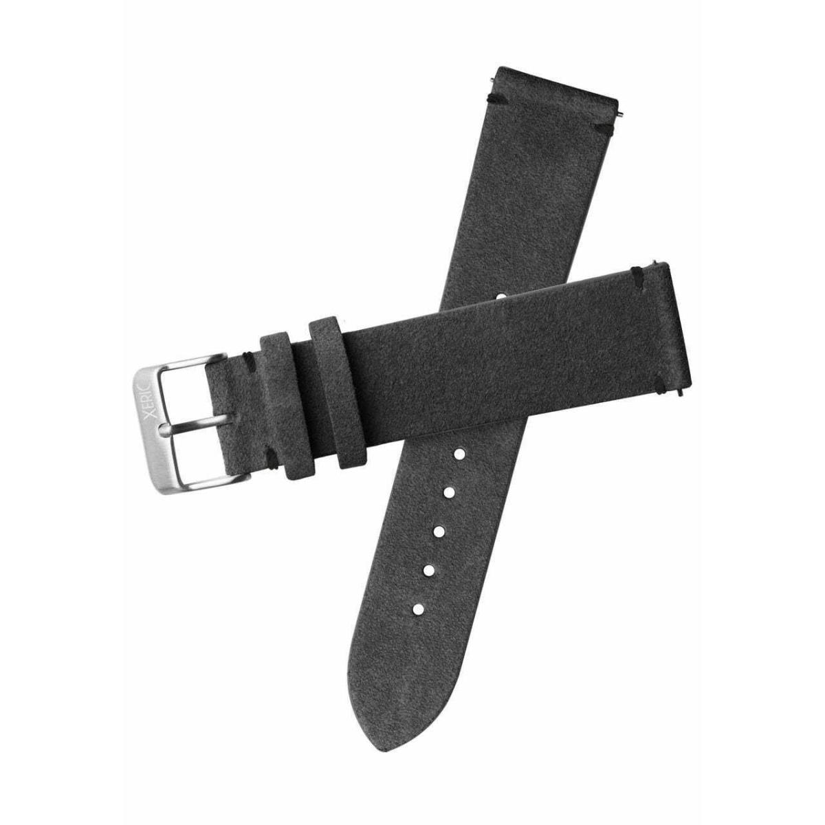 Xeric 20mm Italian Suede Charcoal Strap Silver Buckle