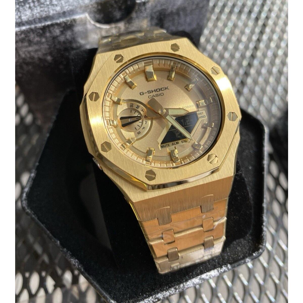 Casio G-shock Gold Color GA2100 All Yellow Gold Custom Modification