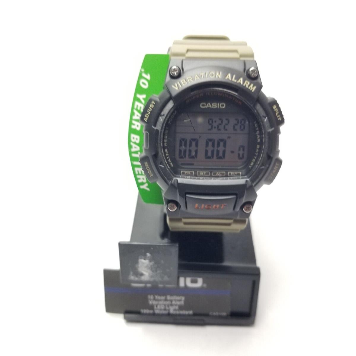 Casio W736H-5AV Men`s Quartz Sports Watch Khaki Resin Strap Digital Watch