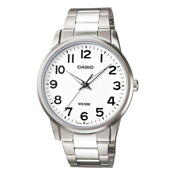 Casio Quartz Analogue White Dial Silver Steel Gents Men`s Watch MTP-1303D-7B