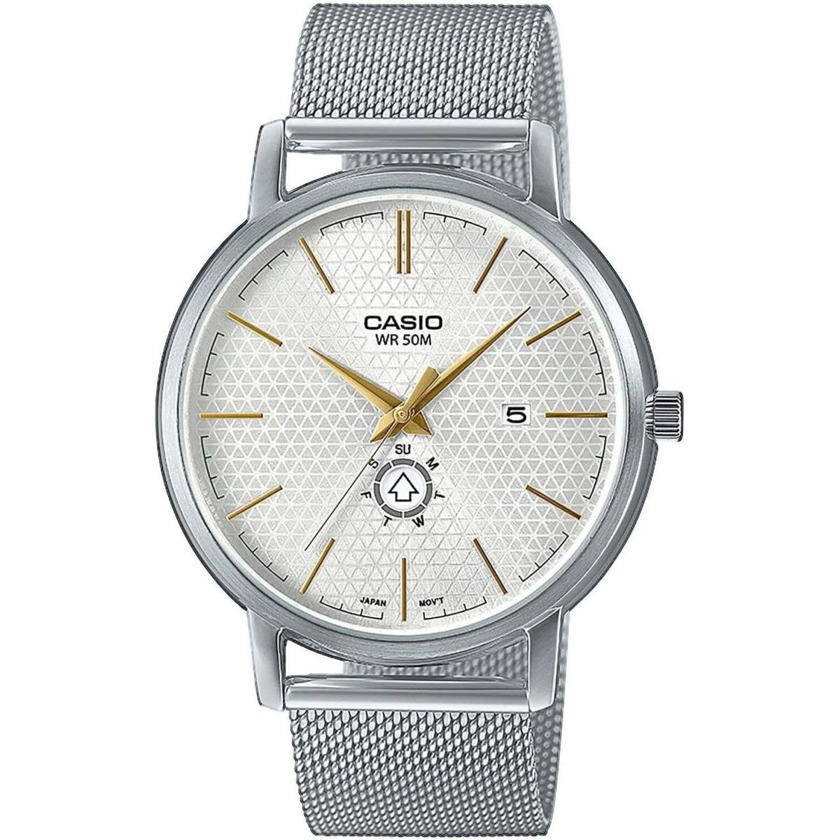 Casio MTP-B125M-7AVDF Men`s Stainless Steel Strap Watch with White Dial Silver