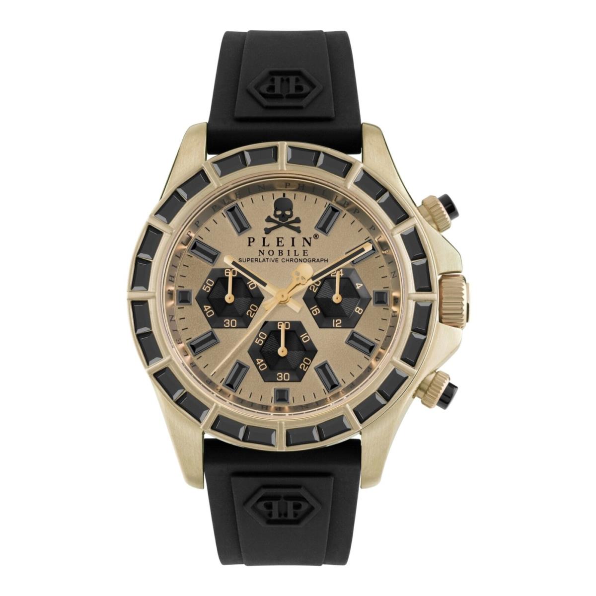 Philipp Plein Mens IP Beige 43mm Strap Fashion Watch