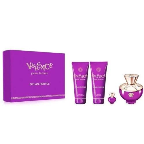 Dylan Purple Gift Set by Versace 3.4oz Edp Set For Women 4pc Gift Box