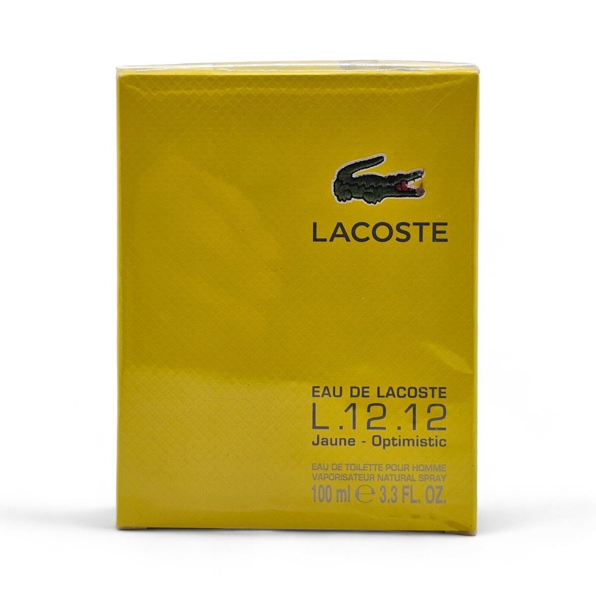 Lacoste Eau De Lacoste L.12.12 Yellow Jaune Optimistic Edt 3.3 oz 100ml