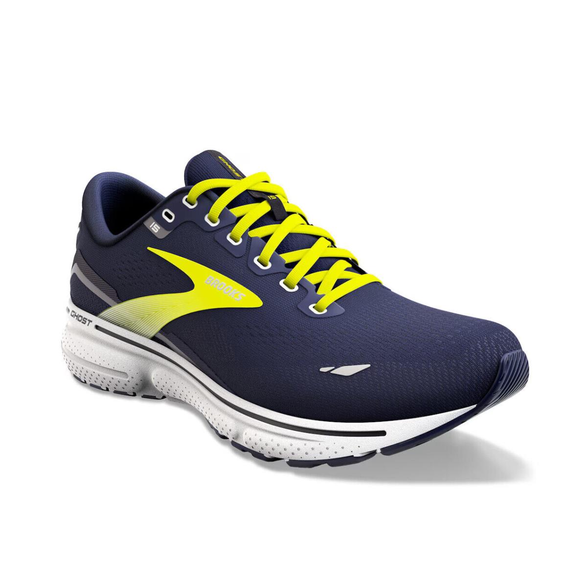 Mens Brooks Ghost 15 Blue Yellow Mesh Running Shoes