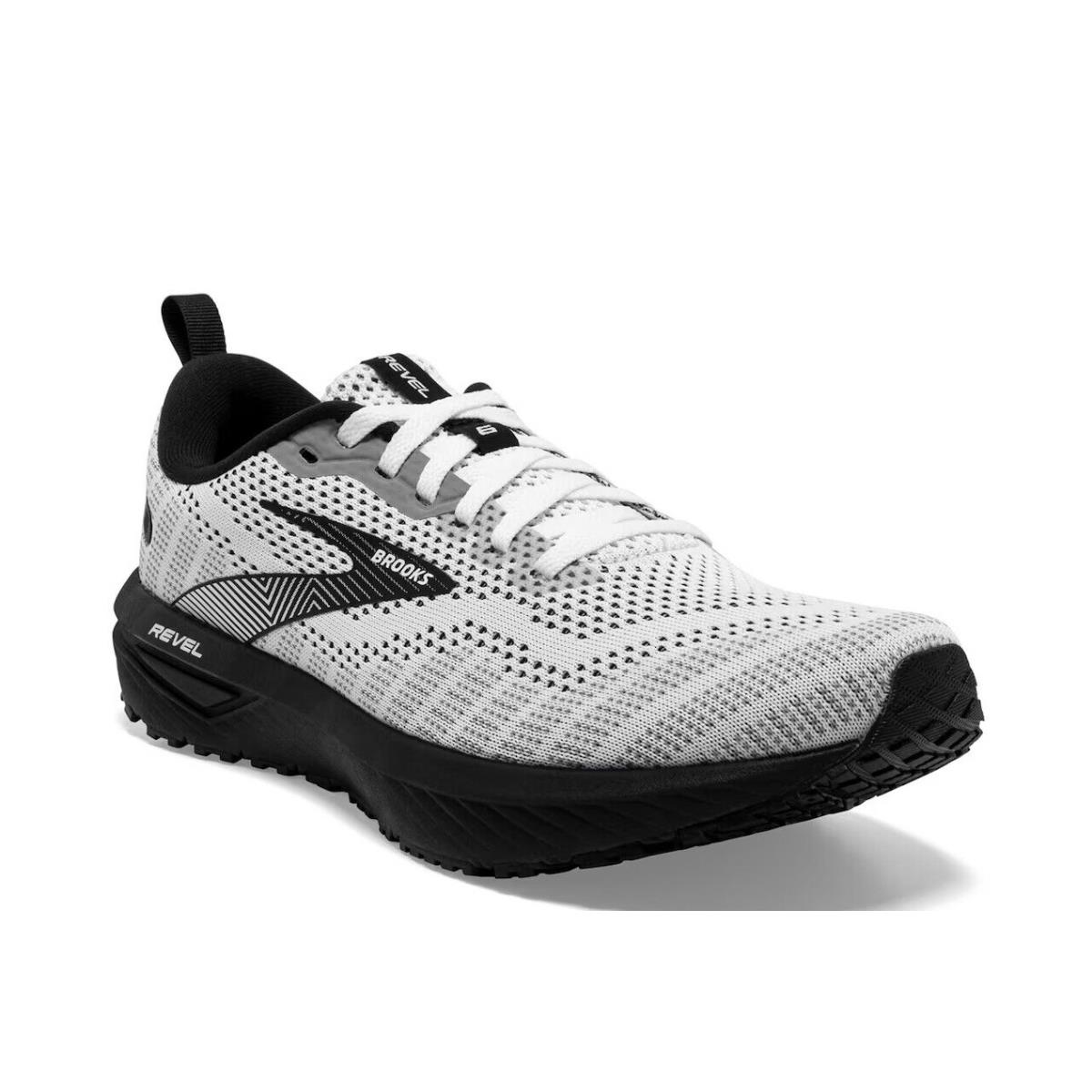 Mens Brooks Revel 6 White Black Mesh Running Shoes