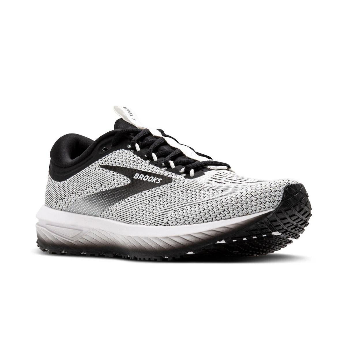 Mens Brooks Revel 7 White Black Textile Running Shoes