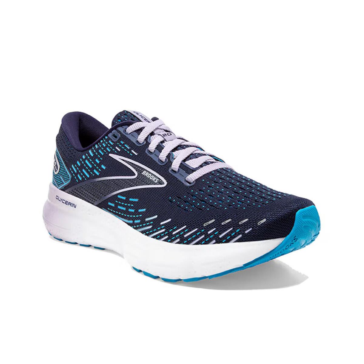 Womens Brooks Glycerin 20 Peacoat Ocean Blue Mesh Running Shoes