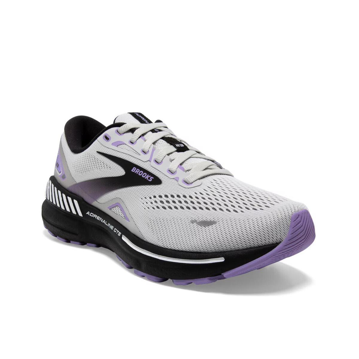 Womens Brooks Adrenaline Gts 23 White Purple Mesh Running Shoes - White