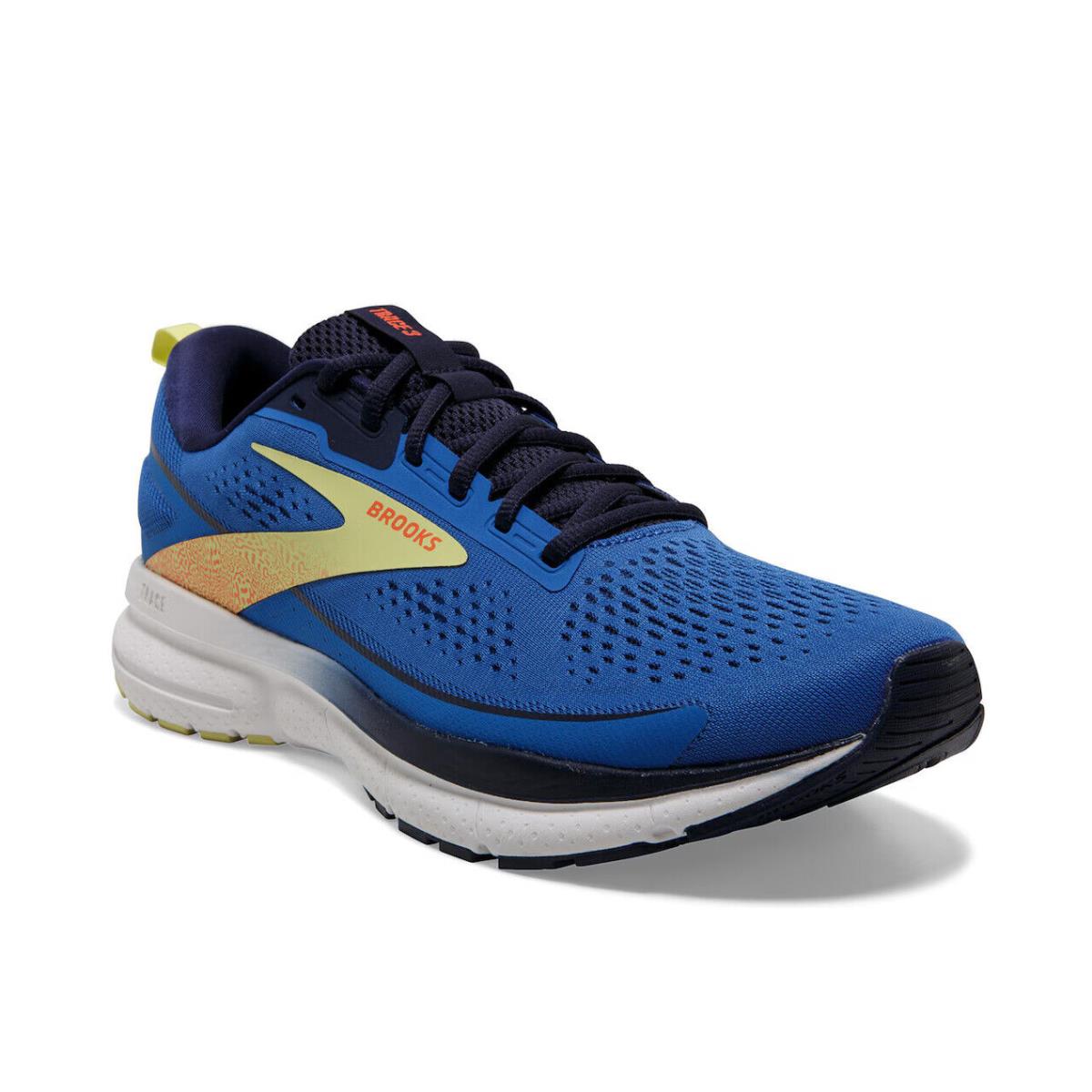 Mens Brooks Trace 3 Drak Blue Mesh Running Shoes - Blue