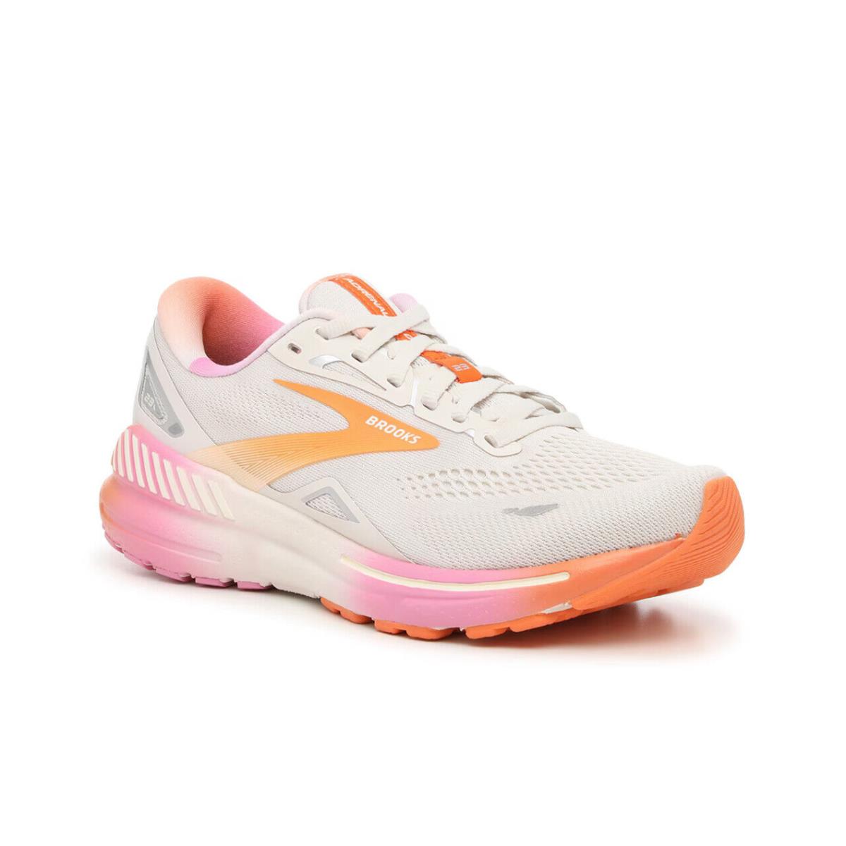 Womens Brooks Adrenaline Gts 23 White Orange Mesh Running Shoes - White