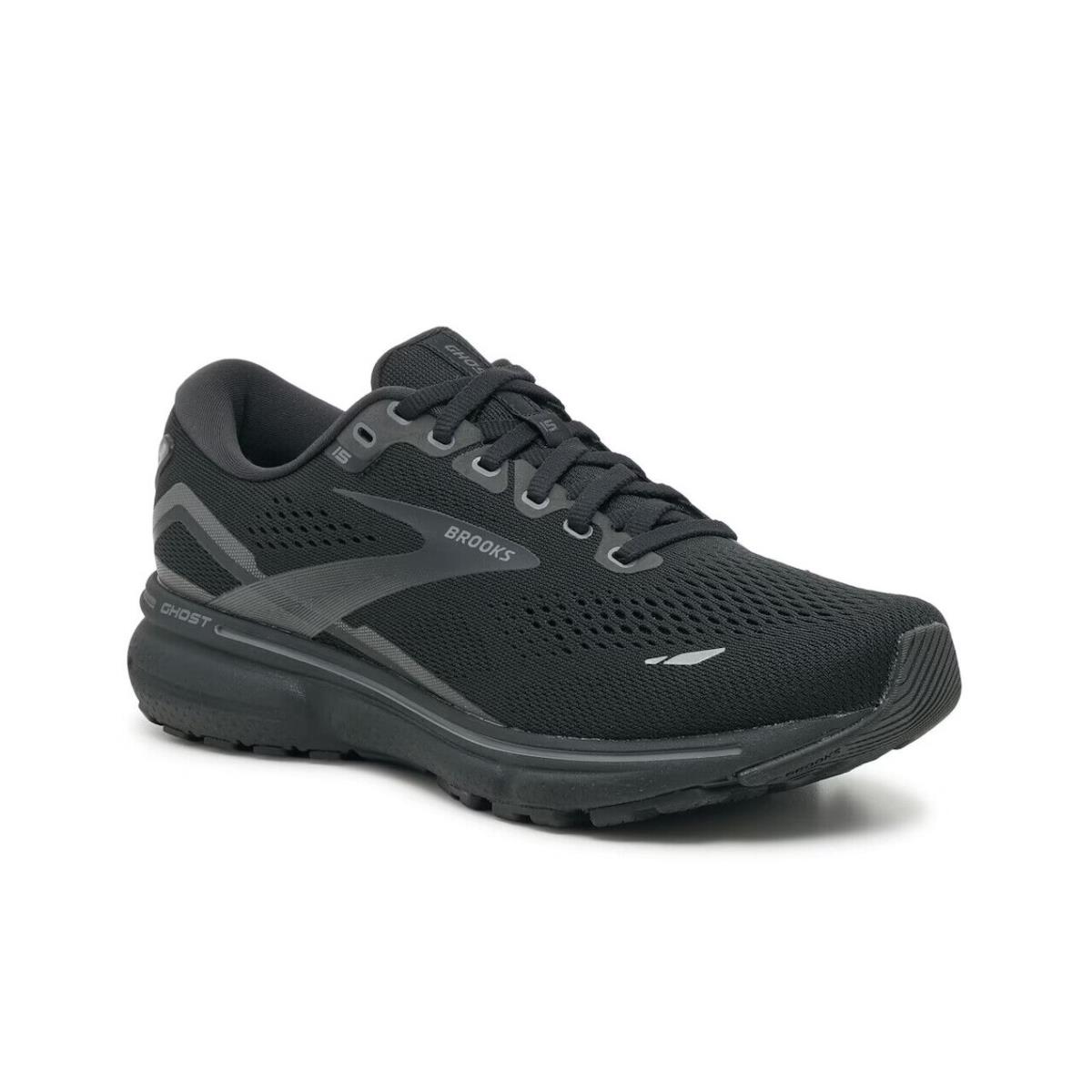 Womens Brooks Ghost 15 Black Mesh Running Shoes - Black