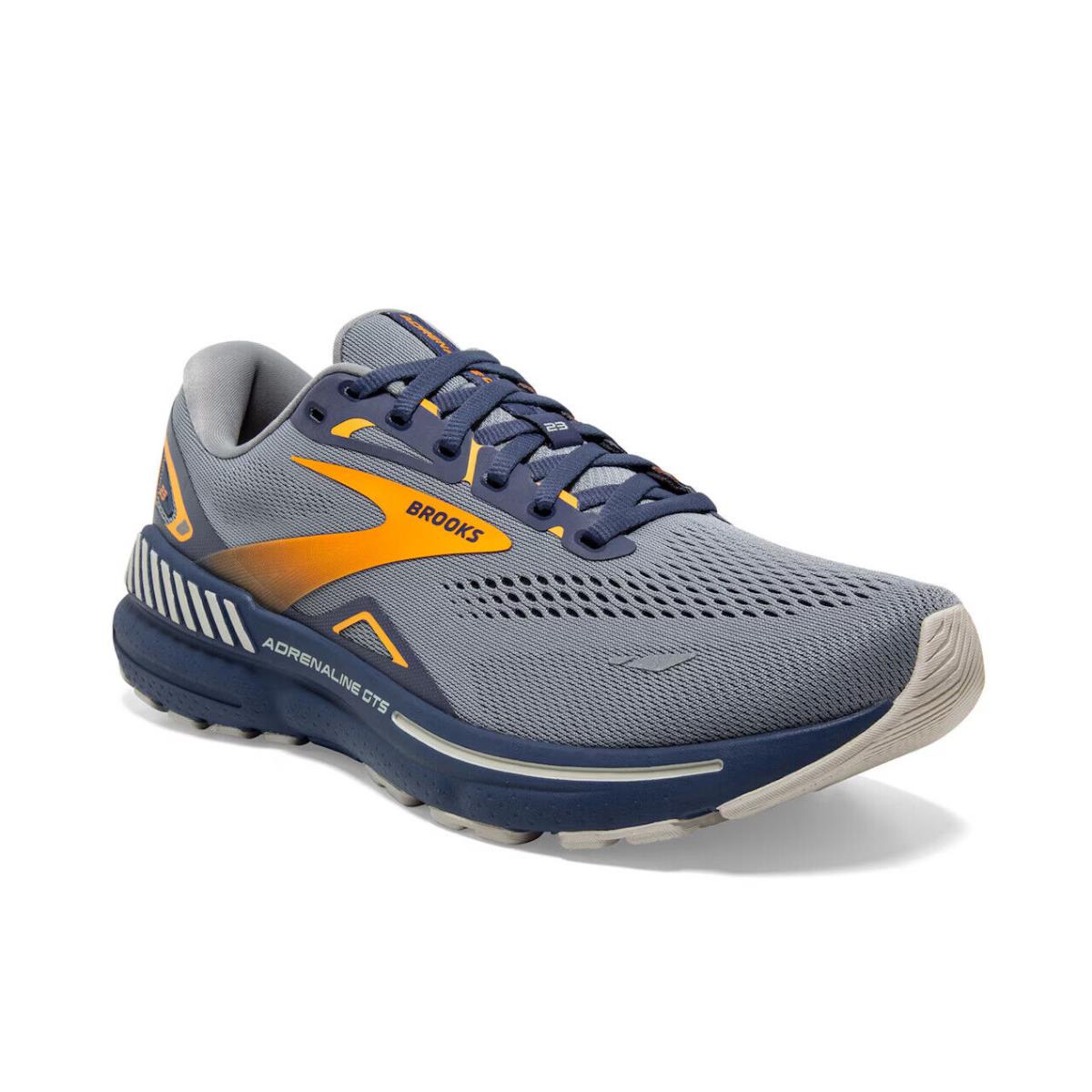 Mens Brooks Adrenaline Gts 23 Grey Orange Mesh Running Shoes