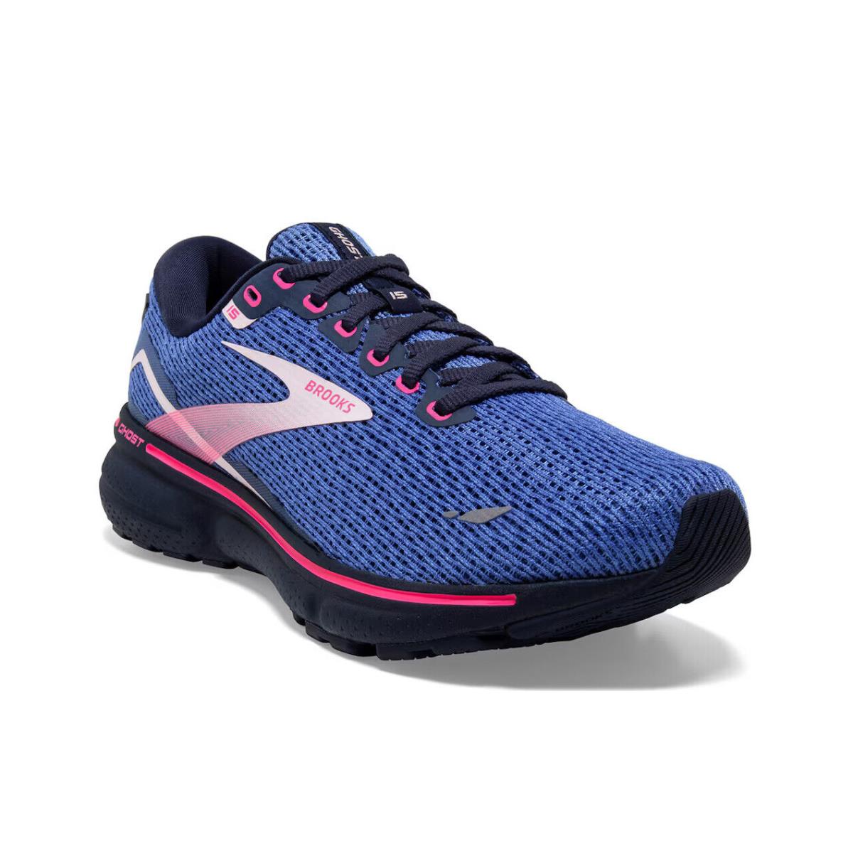 Womens Brooks Ghost 15 Blue Mesh Running Shoes - Blue