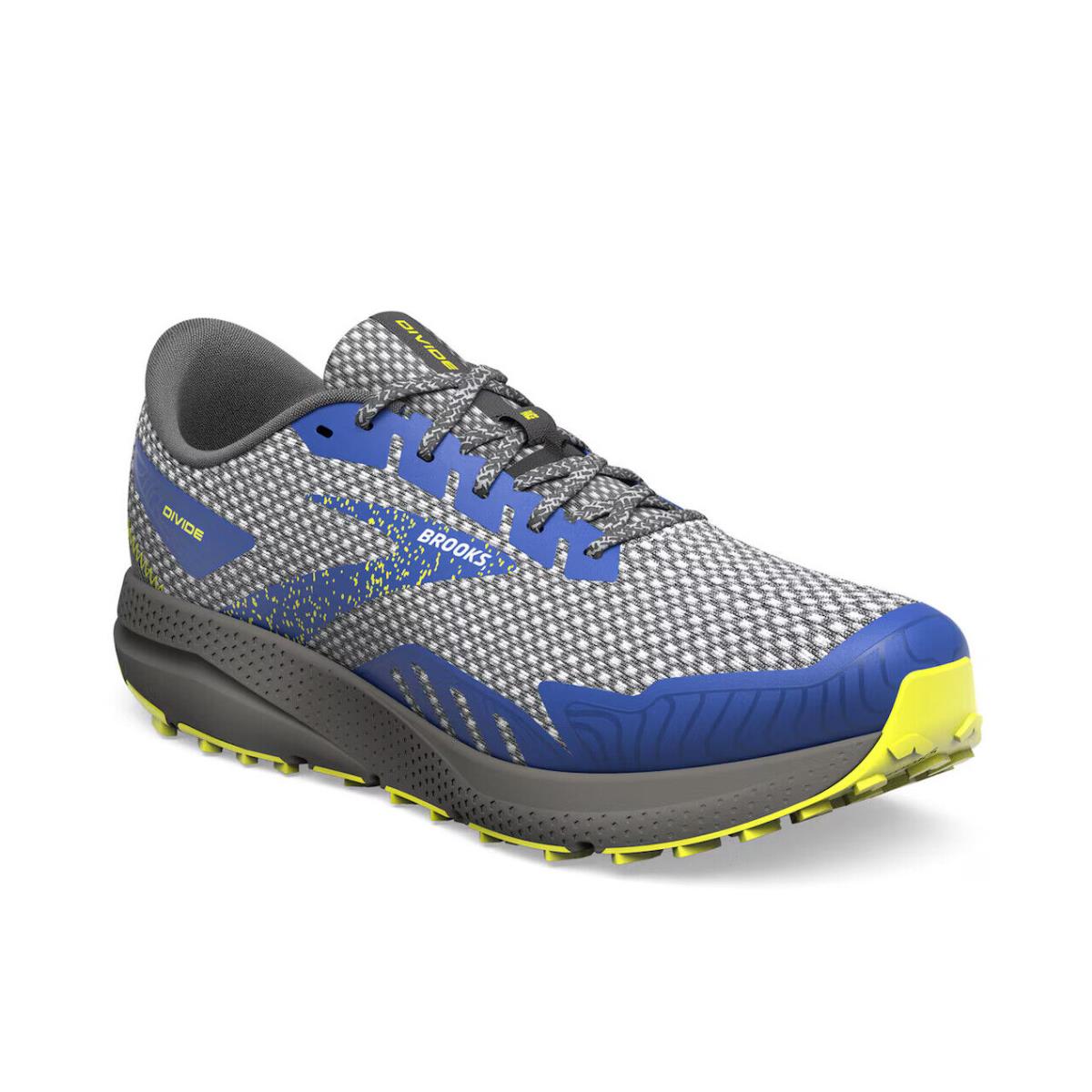 Mens Brooks Divide 4 Grey Blue Mesh Trail Running Shoes