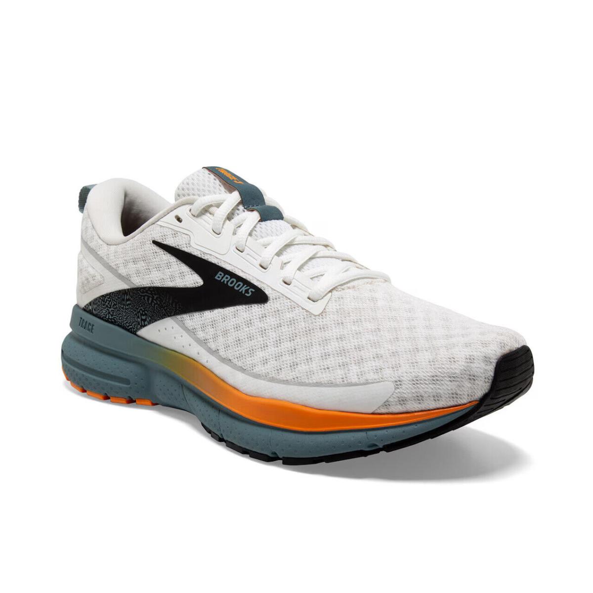 Mens Brooks Trace 3 White Orange Mesh Running Shoes