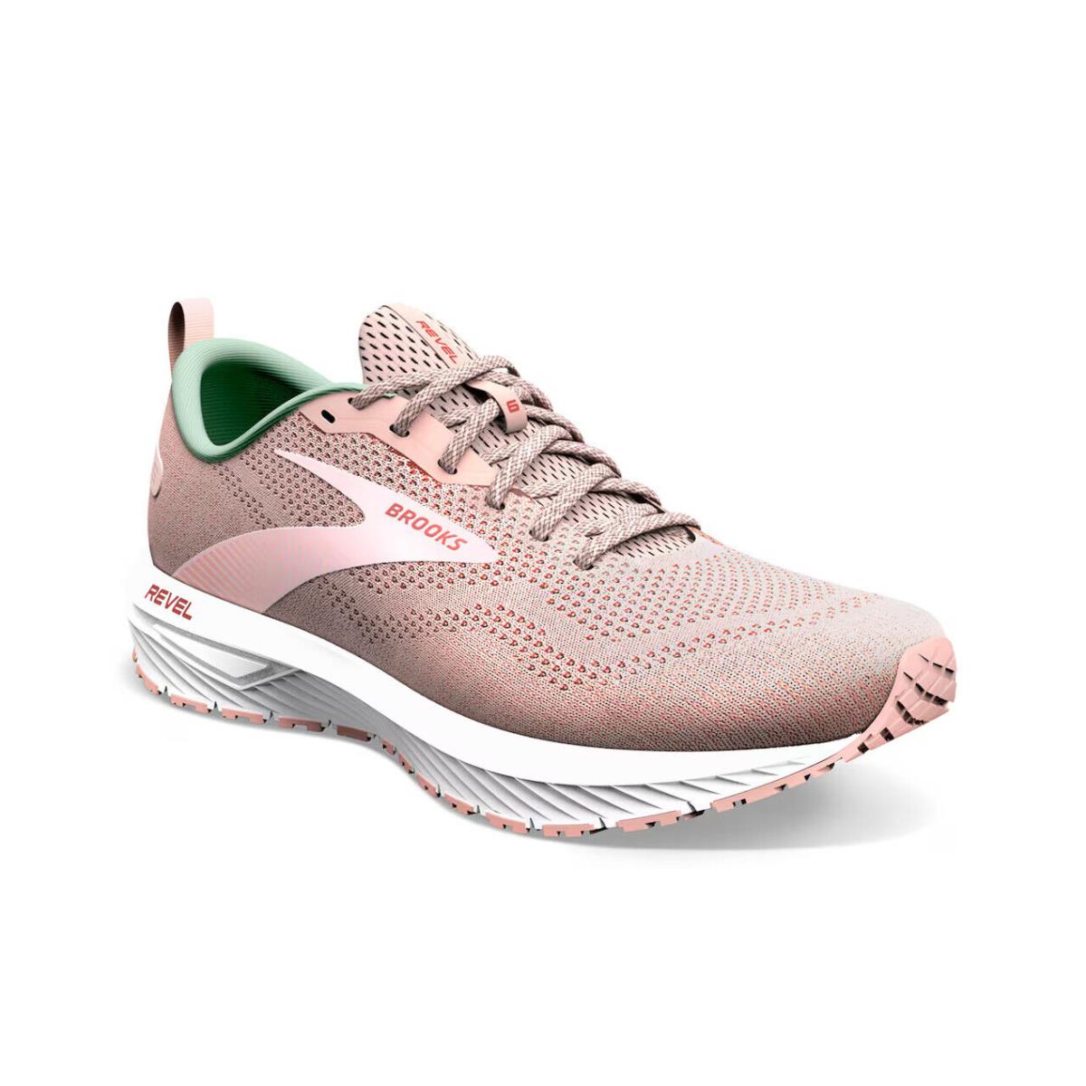 Womens Brooks Revel 6 Light Pink Knit Running Shoes - Pink