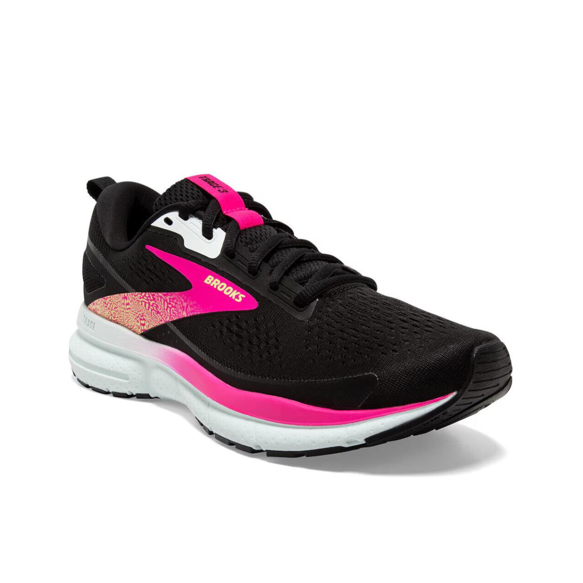 Womens Brooks Trace 3 Black Pink Mesh Running Shoes