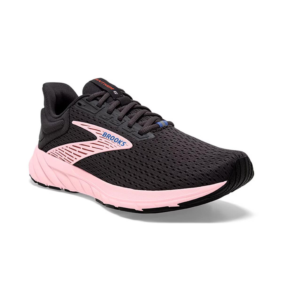 Womens Brooks Anthem 6 Black Pink Mesh Running Shoes - Black