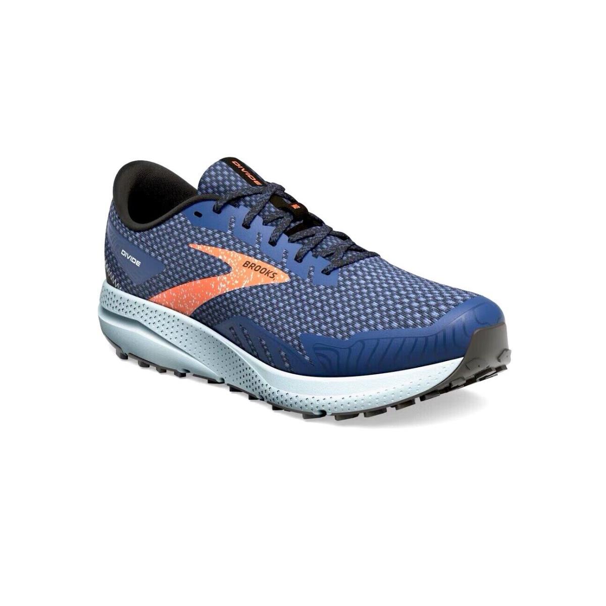 Brooks Men s Divide 4 Size 10 Light Trail Running Shoes Blue/navy/firecracker - Blue/Navy/Firecracker