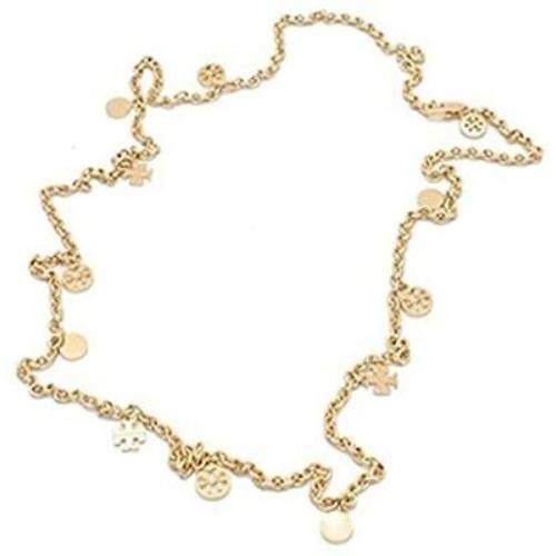 Tory Burch Women`s Multi Logo Charm Rosary 16K Gold Plated Necklace