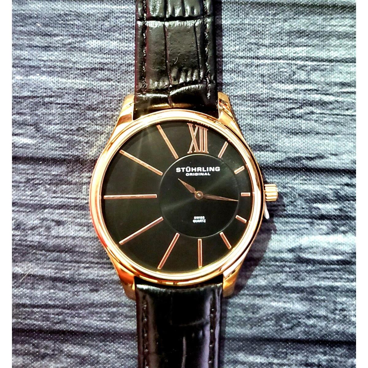 Rose Gold Stuhrling Avant Garde Swiss Mens Watch