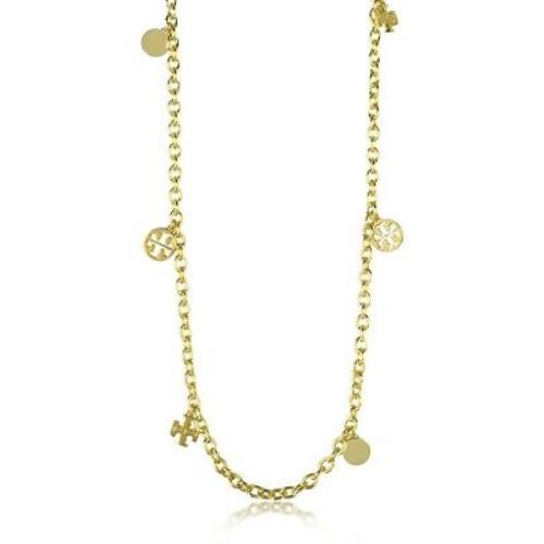 Tory Burch Women`s 16K Gold Plated Logo Charm Rosary Necklace