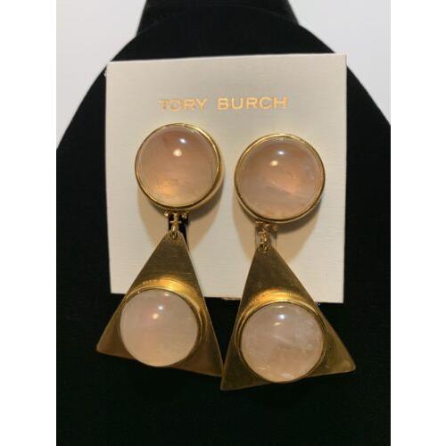 Tory Burch Triangle Pink Quartz Stone Earrings - Tory Burch jewelry -  021784560313 | Fash Brands