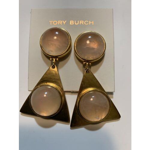 Tory Burch Triangle Pink Quartz Stone Earrings - Tory Burch jewelry -  021784560313 | Fash Brands