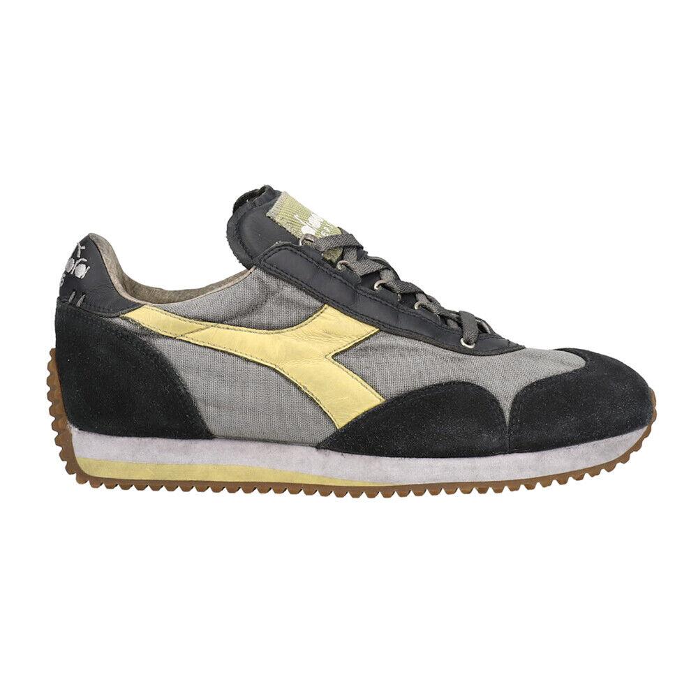 Diadora Equipe H Dirty Stone Wash Evo Lace Up Mens Black Grey Sneakers Casual