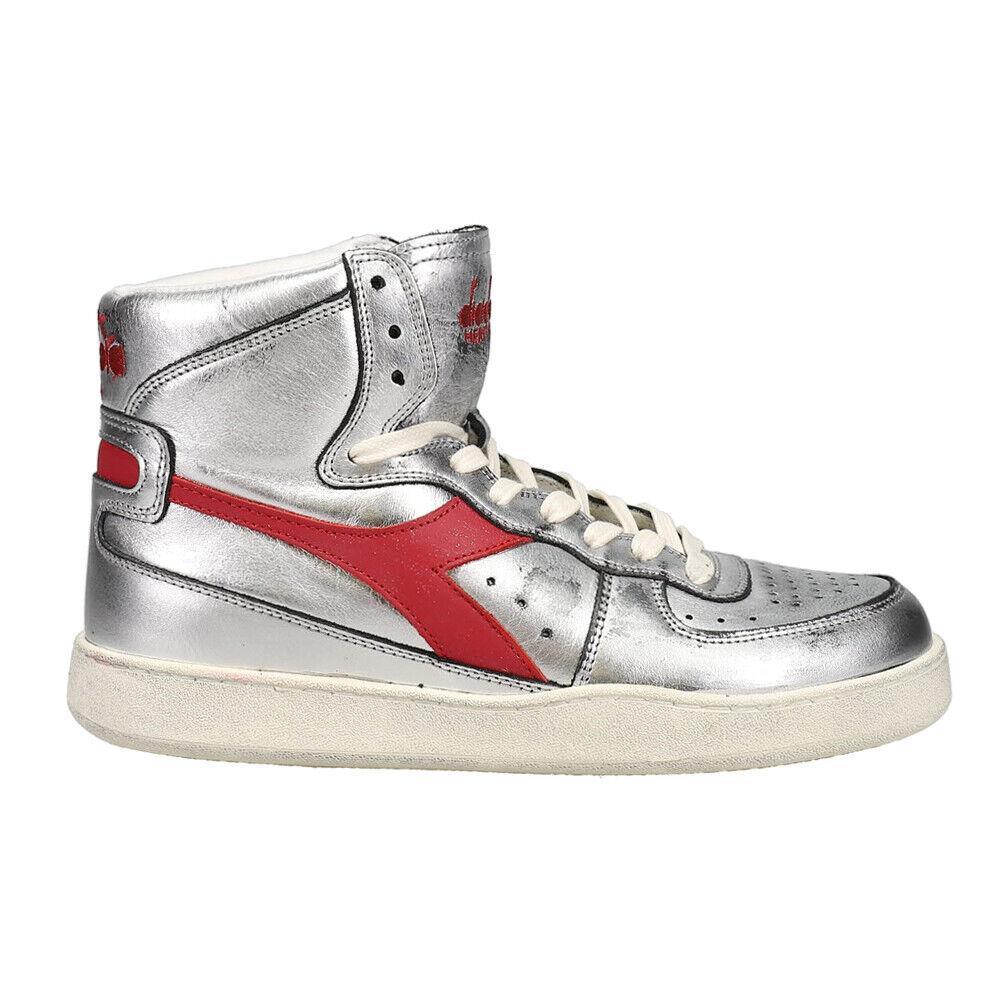 Diadora Mi Basket Silver Metallic High Top Mi Basket Silver Metallic High Top Womens Silver Sneakers Casual S