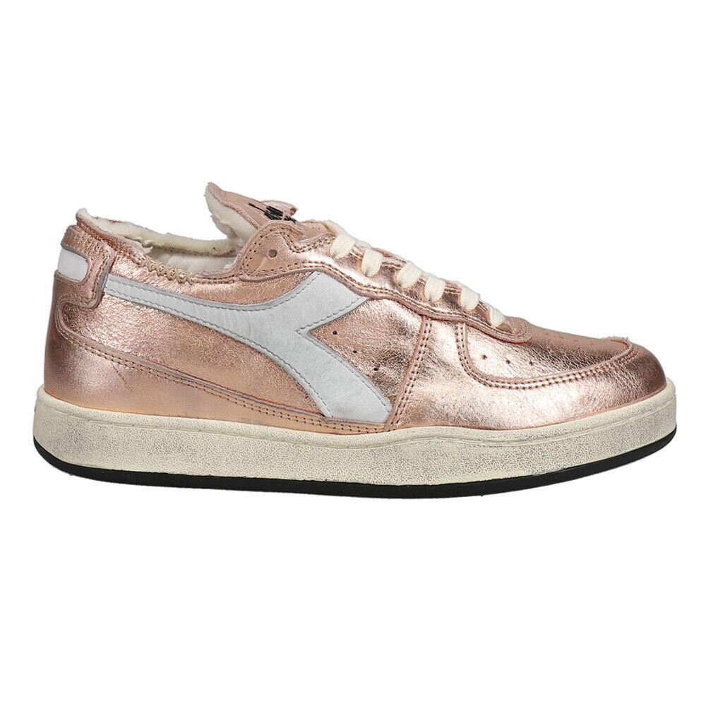 Diadora Mi Basket Row Cut Metallic Lace Up Mi Basket Row Cut Metallic Lace Up Womens Pink Sneakers Casual Sho