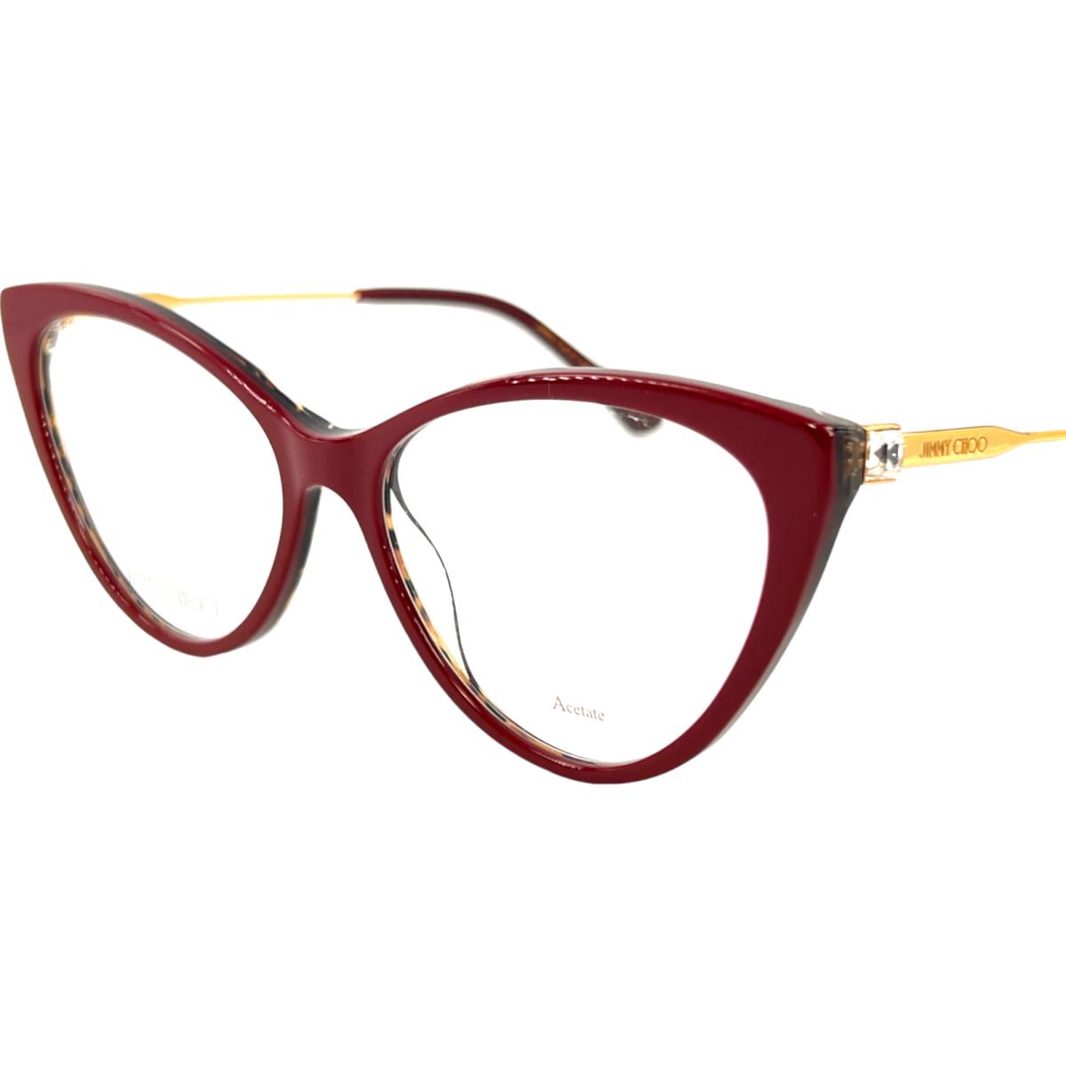 Jimmy Choo JC359 Womens Plastic Eyeglass Frame 1GR Burgundy Animal 55-16 Italy