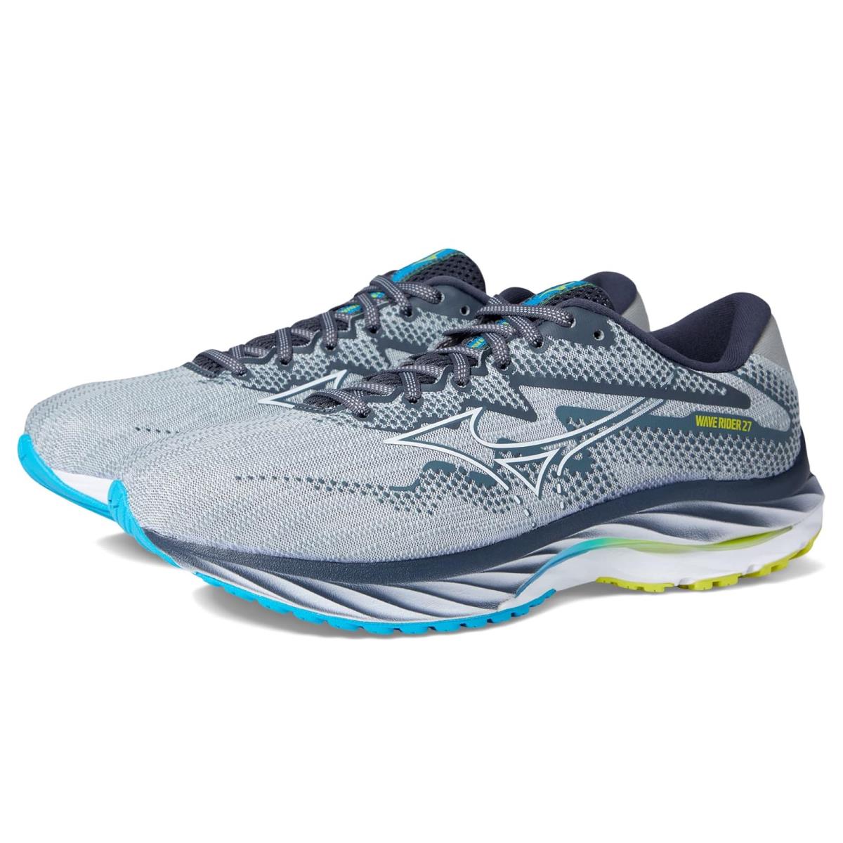 Man`s Sneakers Athletic Shoes Mizuno Wave Rider 27 - Sharp Green/Navy Peony