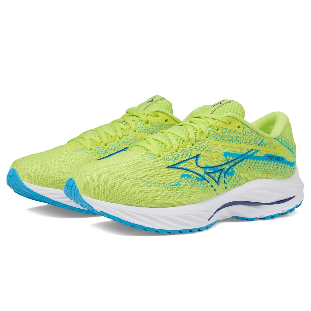 Man`s Sneakers Athletic Shoes Mizuno Wave Rider 27 Sharp Green/Navy Peony