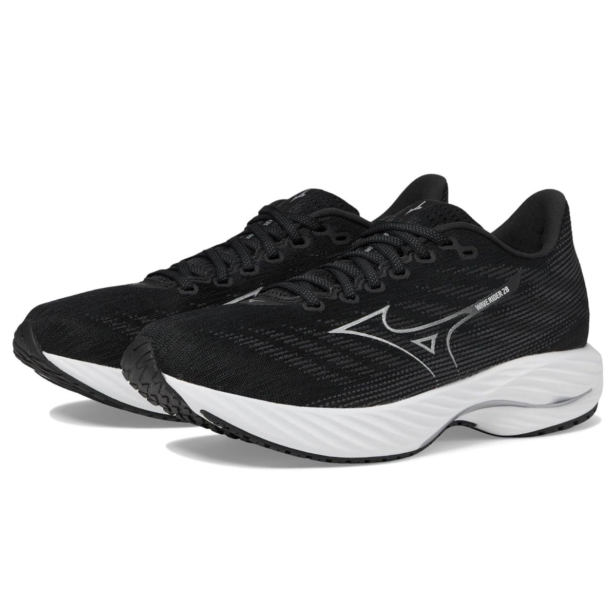 Man`s Sneakers Athletic Shoes Mizuno Wave Rider 28 Black/Silver