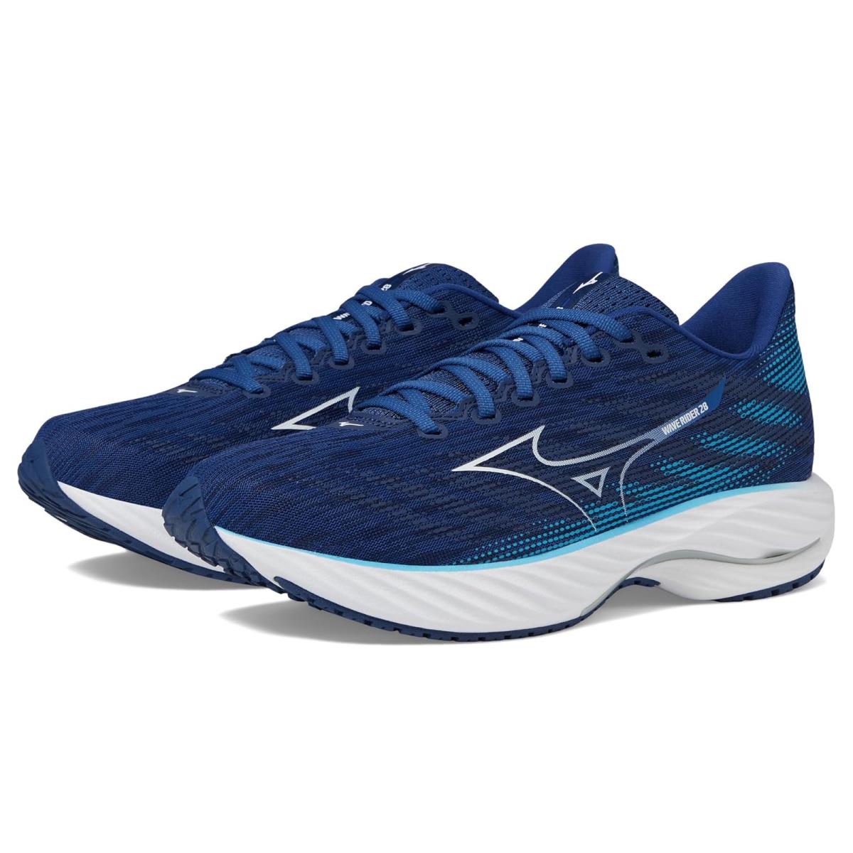 Man`s Sneakers Athletic Shoes Mizuno Wave Rider 28 Estate Blue/White