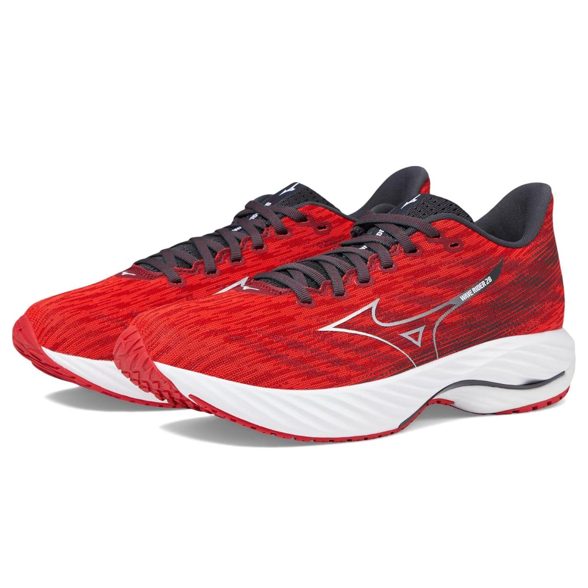 Man`s Sneakers Athletic Shoes Mizuno Wave Rider 28 High Risk Red/White