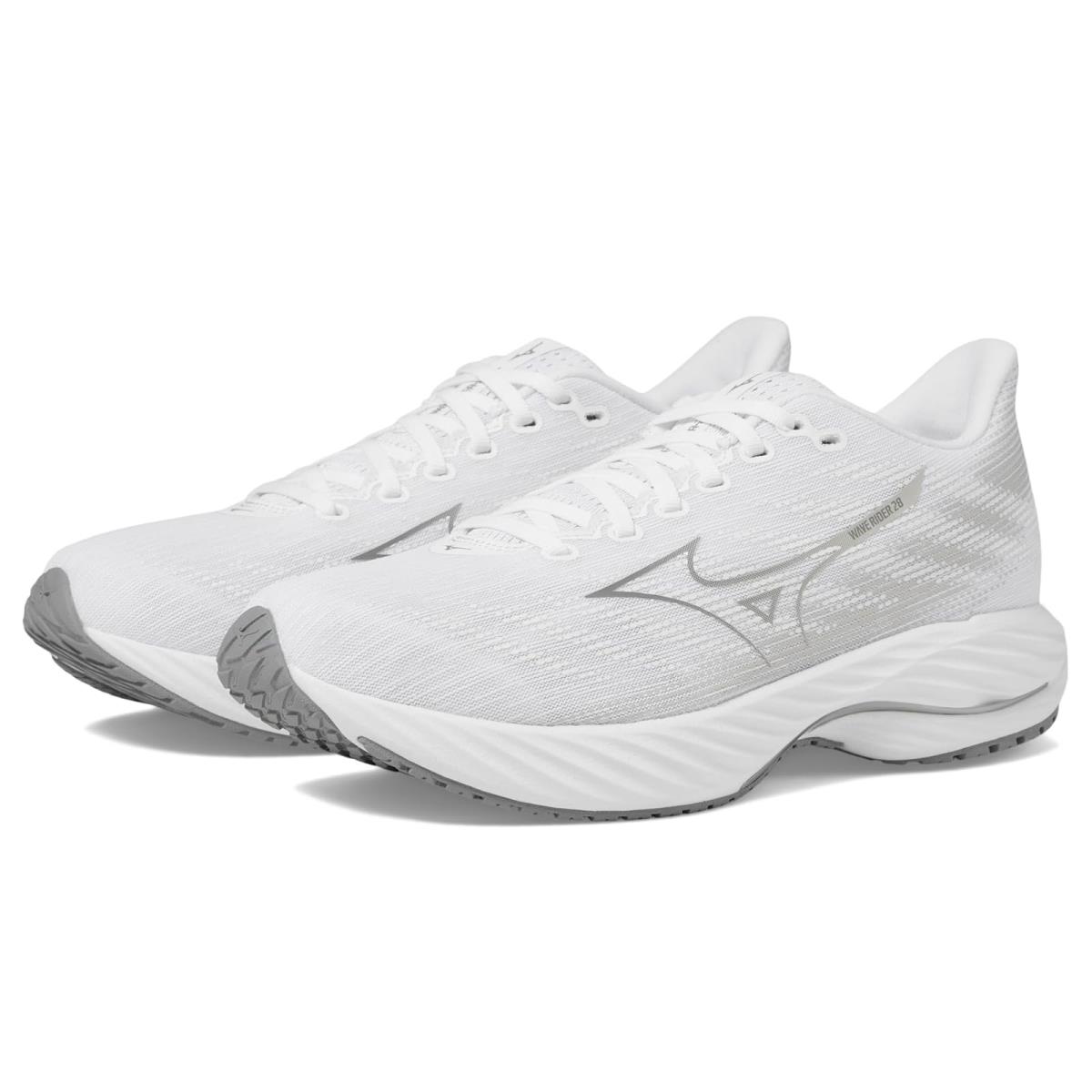 Man`s Sneakers Athletic Shoes Mizuno Wave Rider 28 White/Ultimate Grey