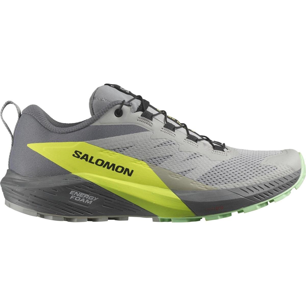 Salomon Men`s Sense Ride 5 Running Shoes Alloy/quiet Shade/safety Yellow 9