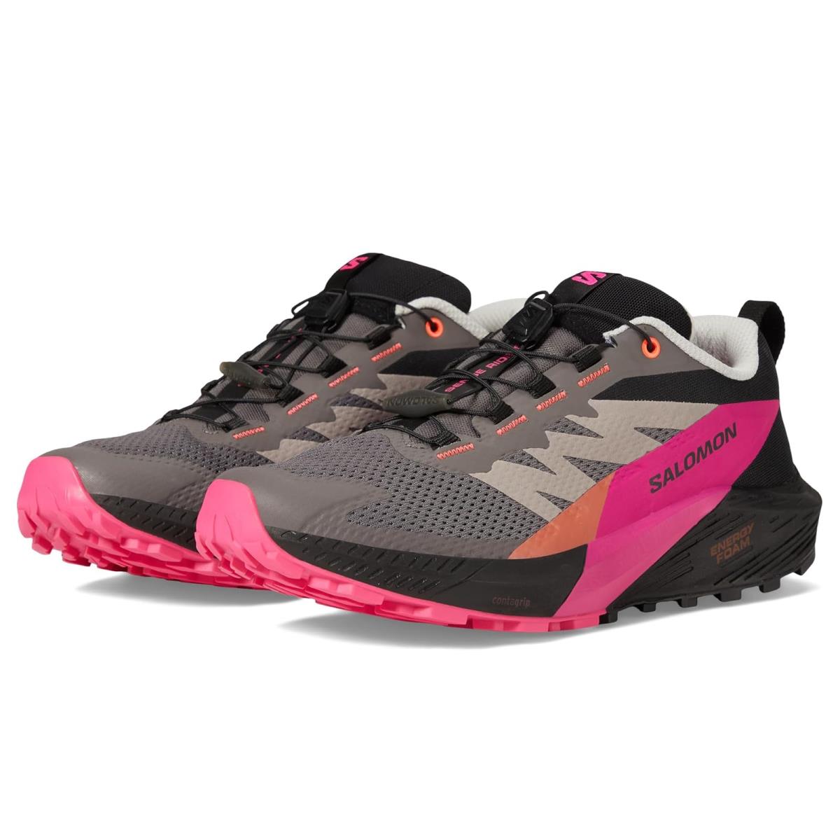 Woman`s Sneakers Athletic Shoes Salomon Sense Ride 5 Plum Kitten/Black/Pink Glo