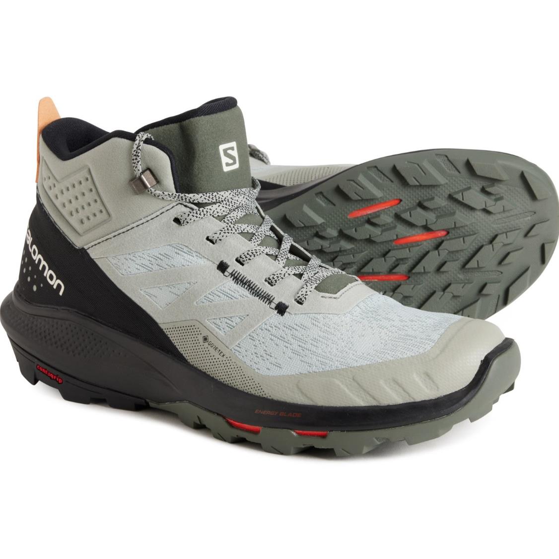 Salomon Men`s Outpulse Mid Gore-tex Hiking Shoes - Waterproof - Wrought Iron/Black