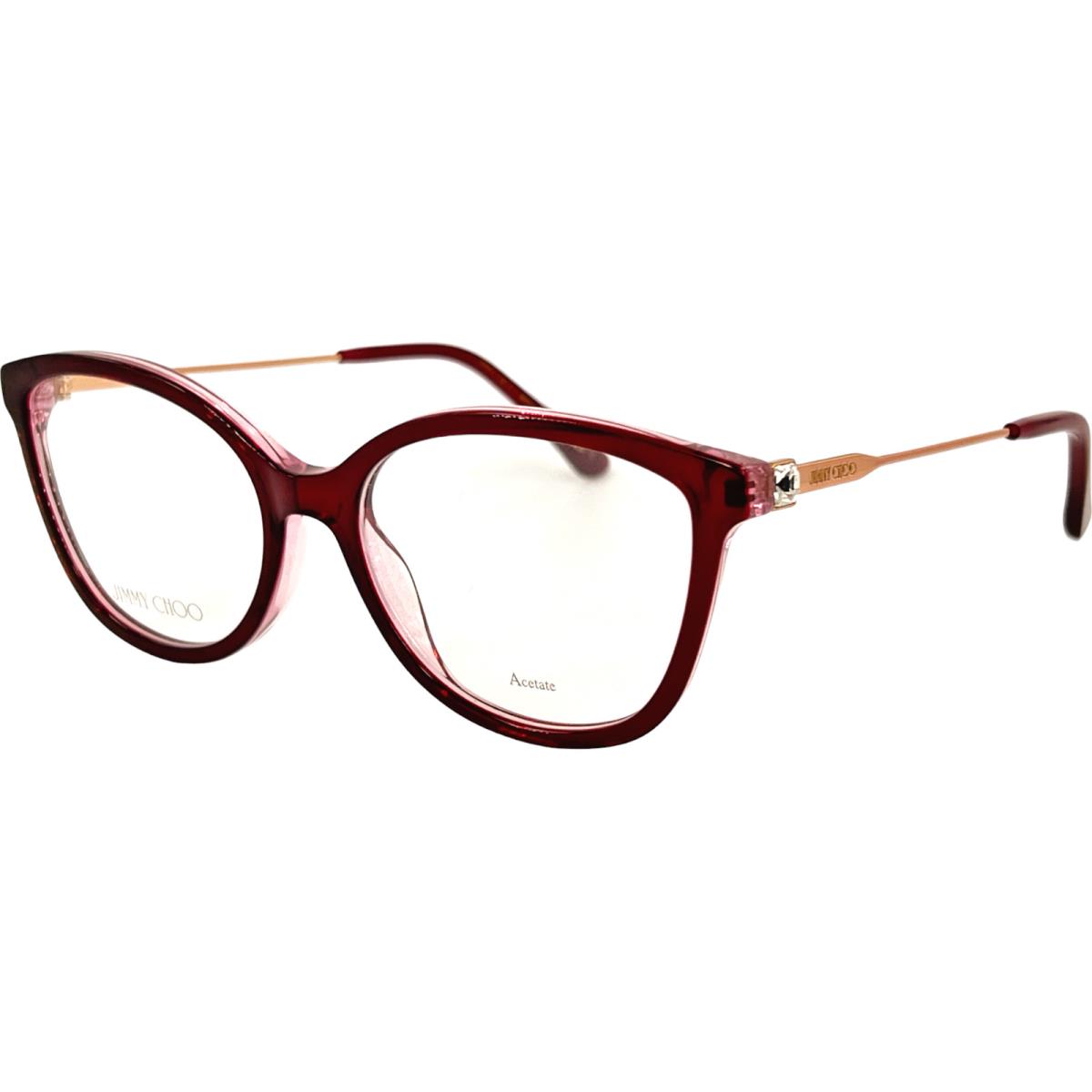 Jimmy Choo JC373 Womens Plastic Eyeglass Frame Ldl Burgundy Pink 53-17 w Case